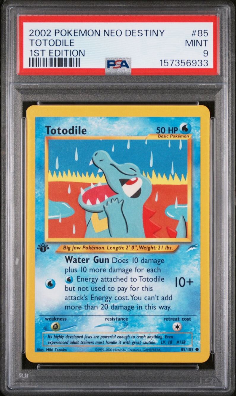 PSA 9 MINT Totodile 1st Edition 85/105 Pokémon 2002 Neo Destiny Graded Card